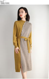 2019秋冬新款針織衫中長款毛衣裙女裝fyz82196 福卡商城